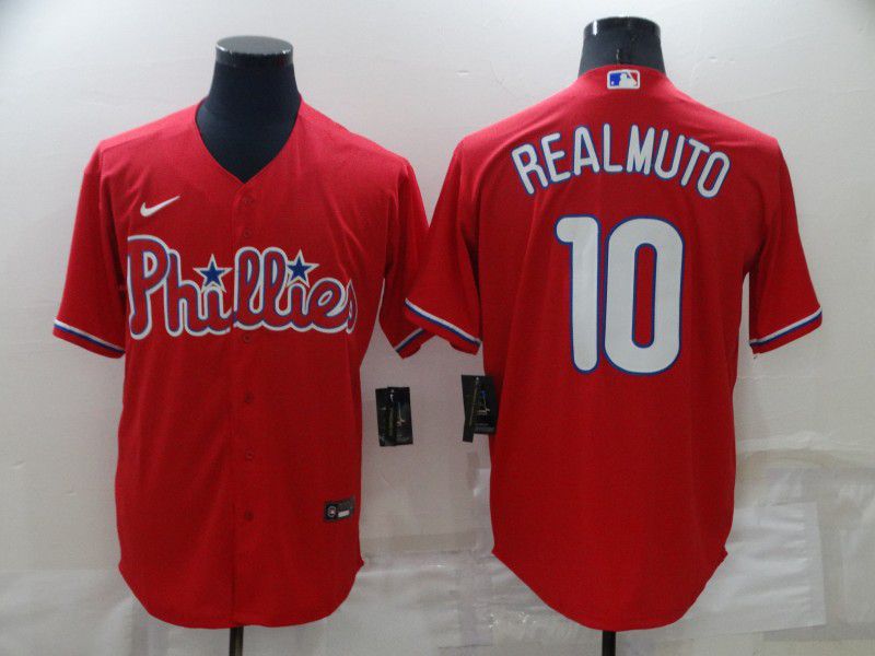 Men Philadelphia Phillies #10 Realmuto Red Game Nike 2022 MLB Jersey